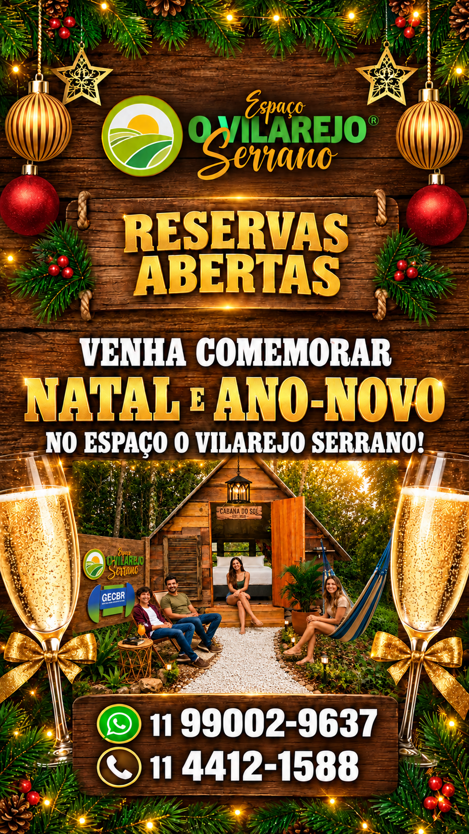 Reservas abertas – Natal e Réveillon no Espaço O Vilarejo Serrano